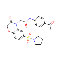 CC(=O)c1ccc(NC(=O)CN2C(=O)COc3ccc(S(=O)(=O)N4CCCC4)cc32)cc1 ZINC000015943569