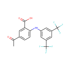 CC(=O)c1ccc(Nc2cc(C(F)(F)F)cc(C(F)(F)F)c2)c(C(=O)O)c1 ZINC000084723263