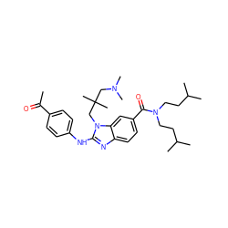 CC(=O)c1ccc(Nc2nc3ccc(C(=O)N(CCC(C)C)CCC(C)C)cc3n2CC(C)(C)CN(C)C)cc1 ZINC000028823388