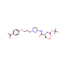 CC(=O)c1ccc(OCCCN2CC[C@H](NC(=O)[C@H](CO)NC(=O)OC(C)(C)C)C2)cc1 ZINC000026824150