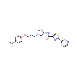 CC(=O)c1ccc(OCCCN2CC[C@H](NC(=O)c3csc(-c4cccnc4)n3)C2)cc1 ZINC000013859877