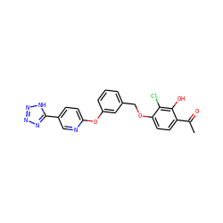 CC(=O)c1ccc(OCc2cccc(Oc3ccc(-c4nnn[nH]4)cn3)c2)c(Cl)c1O ZINC000149588179