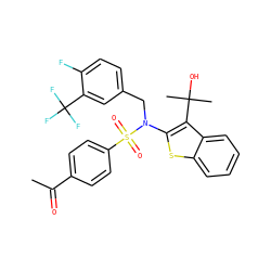 CC(=O)c1ccc(S(=O)(=O)N(Cc2ccc(F)c(C(F)(F)F)c2)c2sc3ccccc3c2C(C)(C)O)cc1 ZINC000115234041