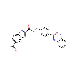 CC(=O)c1ccc2[nH]c(C(=O)NCc3ccc(C(=O)Nc4ccccc4N)cc3)cc2c1 ZINC000148694153