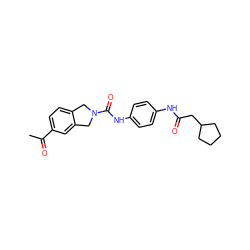 CC(=O)c1ccc2c(c1)CN(C(=O)Nc1ccc(NC(=O)CC3CCCC3)cc1)C2 ZINC000166417029