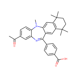 CC(=O)c1ccc2c(c1)N=C(c1ccc(C(=O)O)cc1)c1cc3c(cc1N2C)C(C)(C)CCC3(C)C ZINC000006716423