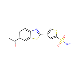 CC(=O)c1ccc2nc(-c3csc(S(N)(=O)=O)c3)sc2c1 ZINC000084689571