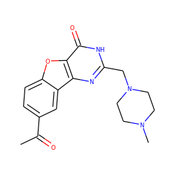 CC(=O)c1ccc2oc3c(=O)[nH]c(CN4CCN(C)CC4)nc3c2c1 ZINC000084669269