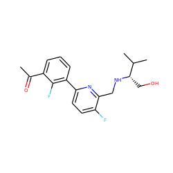 CC(=O)c1cccc(-c2ccc(F)c(CN[C@@H](CO)C(C)C)n2)c1F ZINC000204419643