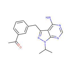 CC(=O)c1cccc(Cc2nn(C(C)C)c3ncnc(N)c23)c1 ZINC000198935931