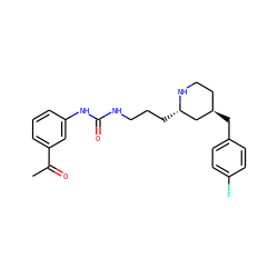 CC(=O)c1cccc(NC(=O)NCCC[C@H]2C[C@H](Cc3ccc(F)cc3)CCN2)c1 ZINC000034024255