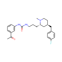 CC(=O)c1cccc(NC(=O)NCCC[C@H]2C[C@H](Cc3ccc(F)cc3)CCN2C)c1 ZINC000035328050