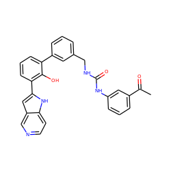 CC(=O)c1cccc(NC(=O)NCc2cccc(-c3cccc(-c4cc5cnccc5[nH]4)c3O)c2)c1 ZINC000101052635