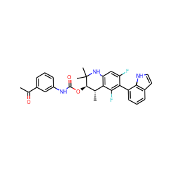 CC(=O)c1cccc(NC(=O)O[C@@H]2[C@@H](C)c3c(cc(F)c(-c4cccc5cc[nH]c45)c3F)NC2(C)C)c1 ZINC000066098739