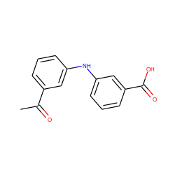 CC(=O)c1cccc(Nc2cccc(C(=O)O)c2)c1 ZINC000084652092