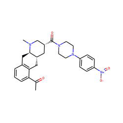 CC(=O)c1cccc2c1C[C@H]1C[C@@H](C(=O)N3CCN(c4ccc([N+](=O)[O-])cc4)CC3)CN(C)[C@@H]1C2 ZINC000028949871