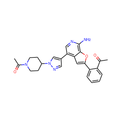 CC(=O)c1ccccc1-c1cc2c(-c3cnn(C4CCN(C(C)=O)CC4)c3)cnc(N)c2o1 ZINC000096274041