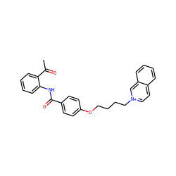 CC(=O)c1ccccc1NC(=O)c1ccc(OCCCC[n+]2ccc3ccccc3c2)cc1 ZINC000095566223