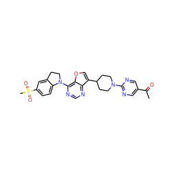 CC(=O)c1cnc(N2CCC(c3coc4c(N5CCc6cc(S(C)(=O)=O)ccc65)ncnc34)CC2)nc1 ZINC001772608864