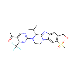 CC(=O)c1cnc(N2CCn3c(nc4cc(CO)c(S(C)(=O)=O)cc43)[C@H]2C(C)C)nc1C(F)(F)F ZINC000147745669