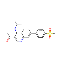 CC(=O)c1cnc2cc(-c3ccc(S(C)(=O)=O)cc3)ccc2c1NC(C)C ZINC000095602242