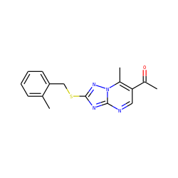 CC(=O)c1cnc2nc(SCc3ccccc3C)nn2c1C ZINC000004992891