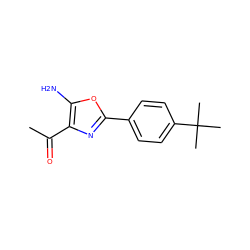 CC(=O)c1nc(-c2ccc(C(C)(C)C)cc2)oc1N ZINC000072121357