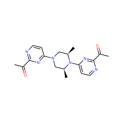 CC(=O)c1nccc(N2C[C@H](C)N(c3ccnc(C(C)=O)n3)[C@H](C)C2)n1 ZINC000013442126