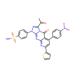 CC(=O)c1nn(-c2ccc(S(N)(=O)=O)cc2)c2nc3nc(-c4cccs4)cc(-c4ccc([N+](=O)[O-])cc4)c3c(=O)n12 ZINC001772627355