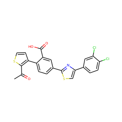 CC(=O)c1sccc1-c1ccc(-c2nc(-c3ccc(Cl)c(Cl)c3)cs2)cc1C(=O)O ZINC000219598181