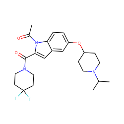 CC(=O)n1c(C(=O)N2CCC(F)(F)CC2)cc2cc(OC3CCN(C(C)C)CC3)ccc21 ZINC000040952526