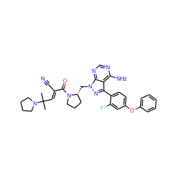 CC(C)(/C=C(\C#N)C(=O)N1CCC[C@H]1Cn1nc(-c2ccc(Oc3ccccc3)cc2F)c2c(N)ncnc21)N1CCCC1 ZINC000207773095