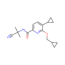 CC(C)(C#N)NC(=O)c1ccc(C2CC2)c(OCC2CC2)n1 ZINC000150265660