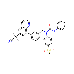 CC(C)(C#N)c1cc(-c2cccc(CN(C(=O)Nc3ccccc3)c3ccc(S(C)(=O)=O)cc3)c2)c2ncccc2c1 ZINC000036268822