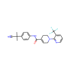 CC(C)(C#N)c1ccc(NC(=O)C2=CCN(c3ncccc3C(F)(F)F)CC2)cc1 ZINC000040952398