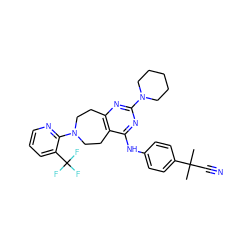 CC(C)(C#N)c1ccc(Nc2nc(N3CCCCC3)nc3c2CCN(c2ncccc2C(F)(F)F)CC3)cc1 ZINC000064559552