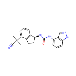 CC(C)(C#N)c1cccc2c1CC[C@@H]2NC(=O)Nc1cccc2[nH]ncc12 ZINC000028964824