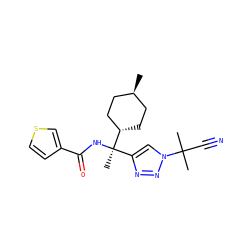 CC(C)(C#N)n1cc([C@@](C)(NC(=O)c2ccsc2)[C@H]2CC[C@H](C)CC2)nn1 ZINC000254133043