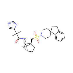 CC(C)(C(=O)N[C@H]1C[C@H]2CC[C@]1(CS(=O)(=O)N1CCC3(CCc4ccccc43)CC1)C2(C)C)c1c[nH]cn1 ZINC000027325815