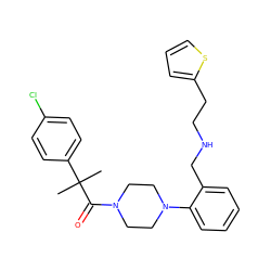 CC(C)(C(=O)N1CCN(c2ccccc2CNCCc2cccs2)CC1)c1ccc(Cl)cc1 ZINC000028397025