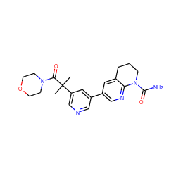 CC(C)(C(=O)N1CCOCC1)c1cncc(-c2cnc3c(c2)CCCN3C(N)=O)c1 ZINC001772653468