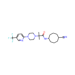 CC(C)(C(=O)NC1CCCC(C#N)CCC1)N1CCN(c2ccc(C(F)(F)F)cn2)CC1 ZINC000084623683