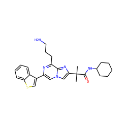 CC(C)(C(=O)NC1CCCCC1)c1cn2cc(-c3csc4ccccc34)nc(CCCN)c2n1 ZINC000027859340