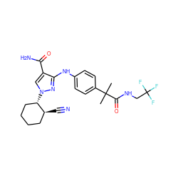 CC(C)(C(=O)NCC(F)(F)F)c1ccc(Nc2nn([C@H]3CCCC[C@@H]3C#N)cc2C(N)=O)cc1 ZINC000221126348