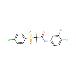 CC(C)(C(=O)Nc1ccc(Cl)c(Br)c1)S(=O)(=O)c1ccc(Cl)cc1 ZINC000040834121