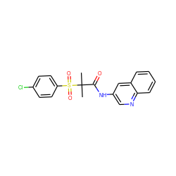 CC(C)(C(=O)Nc1cnc2ccccc2c1)S(=O)(=O)c1ccc(Cl)cc1 ZINC000040875509