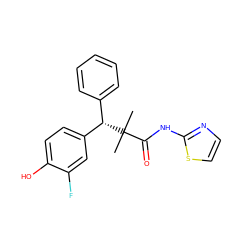 CC(C)(C(=O)Nc1nccs1)[C@@H](c1ccccc1)c1ccc(O)c(F)c1 ZINC000072109958