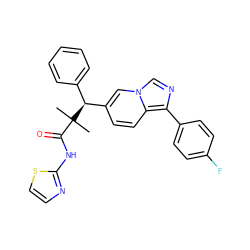 CC(C)(C(=O)Nc1nccs1)[C@@H](c1ccccc1)c1ccc2c(-c3ccc(F)cc3)ncn2c1 ZINC000096284218