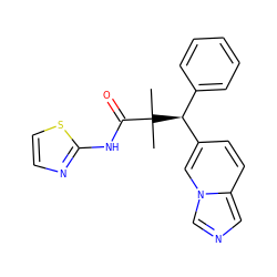 CC(C)(C(=O)Nc1nccs1)[C@@H](c1ccccc1)c1ccc2cncn2c1 ZINC000096284228