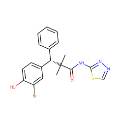 CC(C)(C(=O)Nc1nncs1)[C@@H](c1ccccc1)c1ccc(O)c(Br)c1 ZINC000072110232